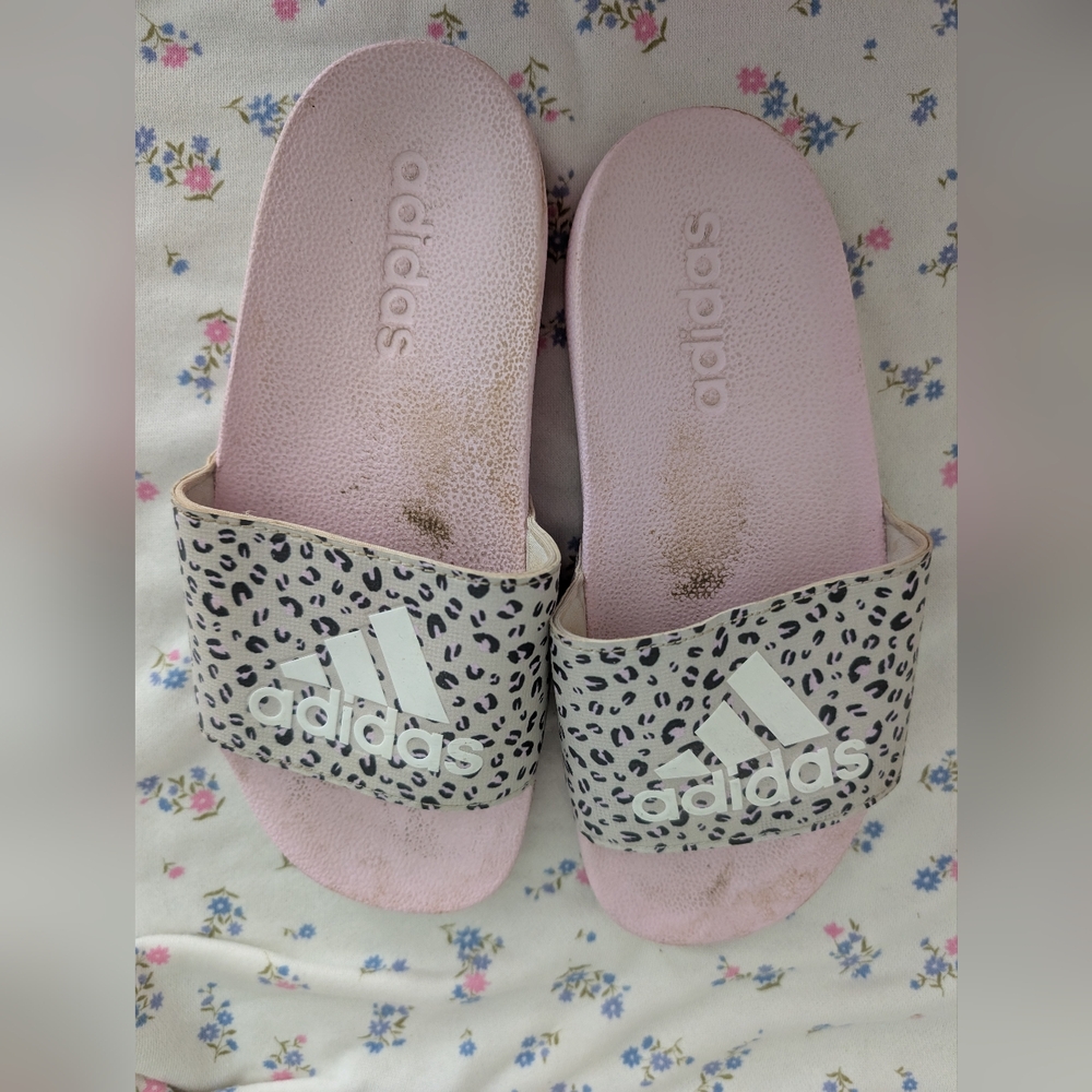 Adidas Animal Print Pink Slides